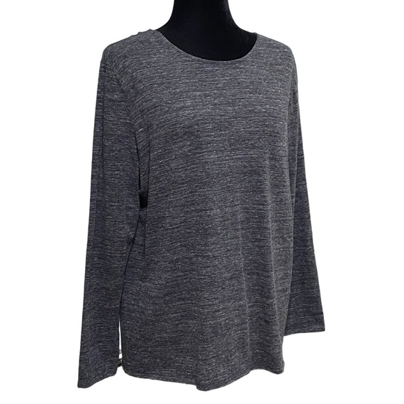 Pure Jill Charcoal Gray Twist Back Long Sleeve V Neck Knit Top Size Large - Picture 3 of 9